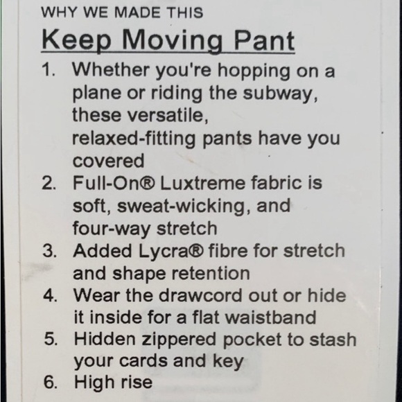 lululemon athletics keep moving pant - Picture 3 of 6